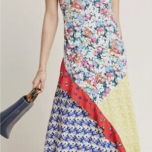 52 Conversations by Anthropologie Mixed Floral Cat Lemon Tank Dress Extra Small